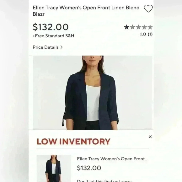 Ellen Tracy Women's Open Front Linen Blend
Blazr - Picture 3 of 6